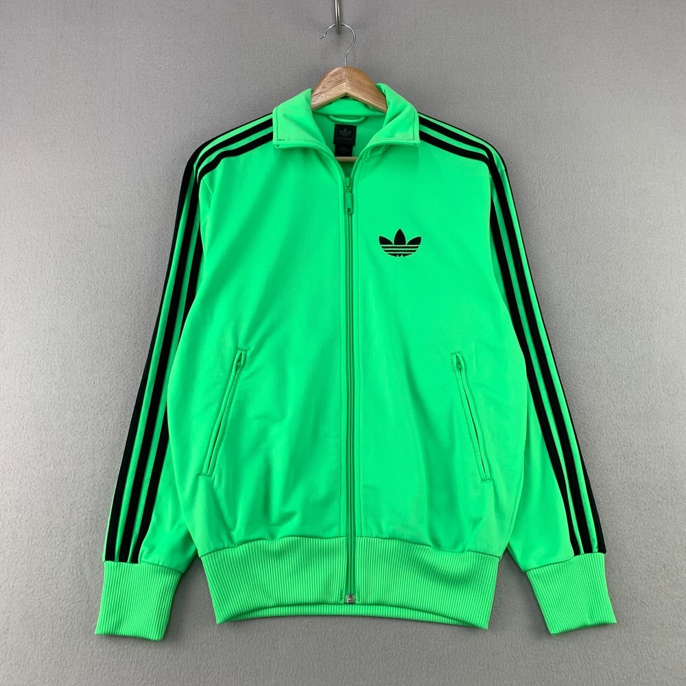 adidas Originals Firebird Track Jacket Mens XS Neon Green Stripes Trefoil Retro